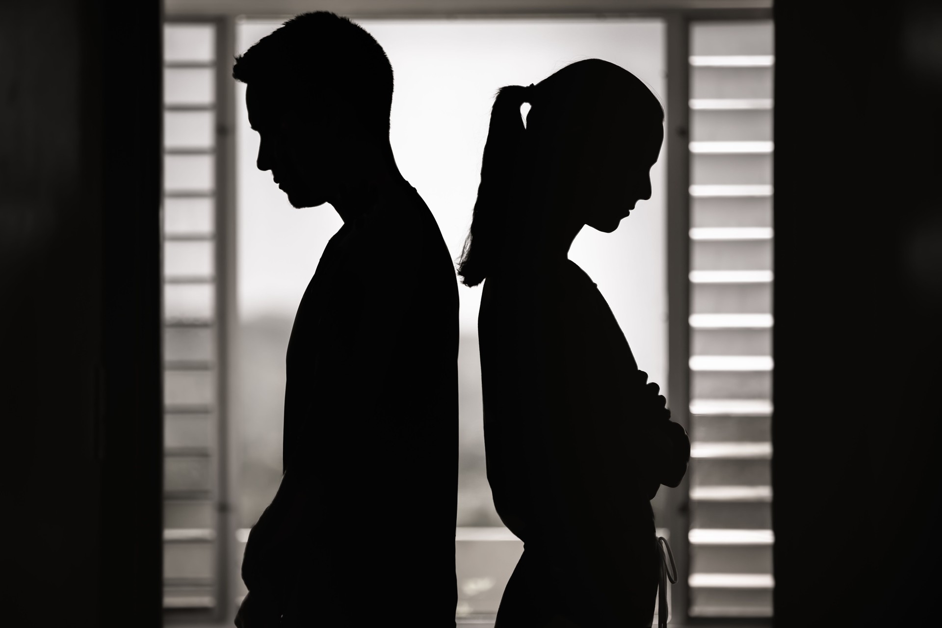 Couple ignoring each other after conflict quarrel